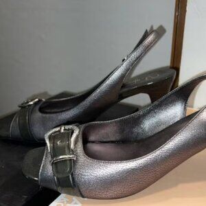 Cole Haan Nike Air Ivette Slingback Silver/Black Heels with Box Size 9B